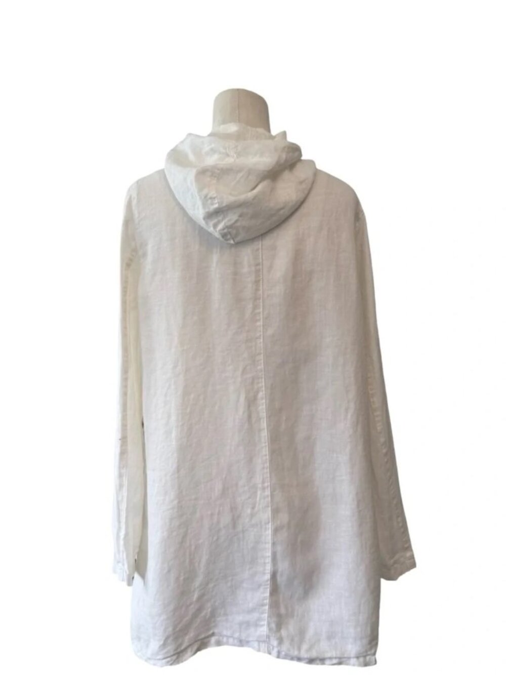 Click by Color Me Cotton White 100% Linen Hooded Open Front Cardigan Jacket XS - Picture 5 of 8